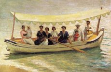 La barque de famille 1965. Dipinto a olio 68 x 96 cm. Souvenir de vacances d enfant a Grottammare.jpg