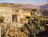 Paysage de Tivoli - la Cittadella 1978. Huile sur toile 46 x 61 cm. A gauche la maison familiale.jpg